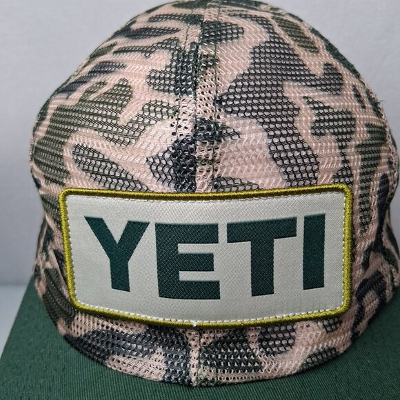 YETI Coolers Cap Hat Camo Mesh Snap Back Camouflage Green Hunting Hunt Outdoors - Picture 3 of 10